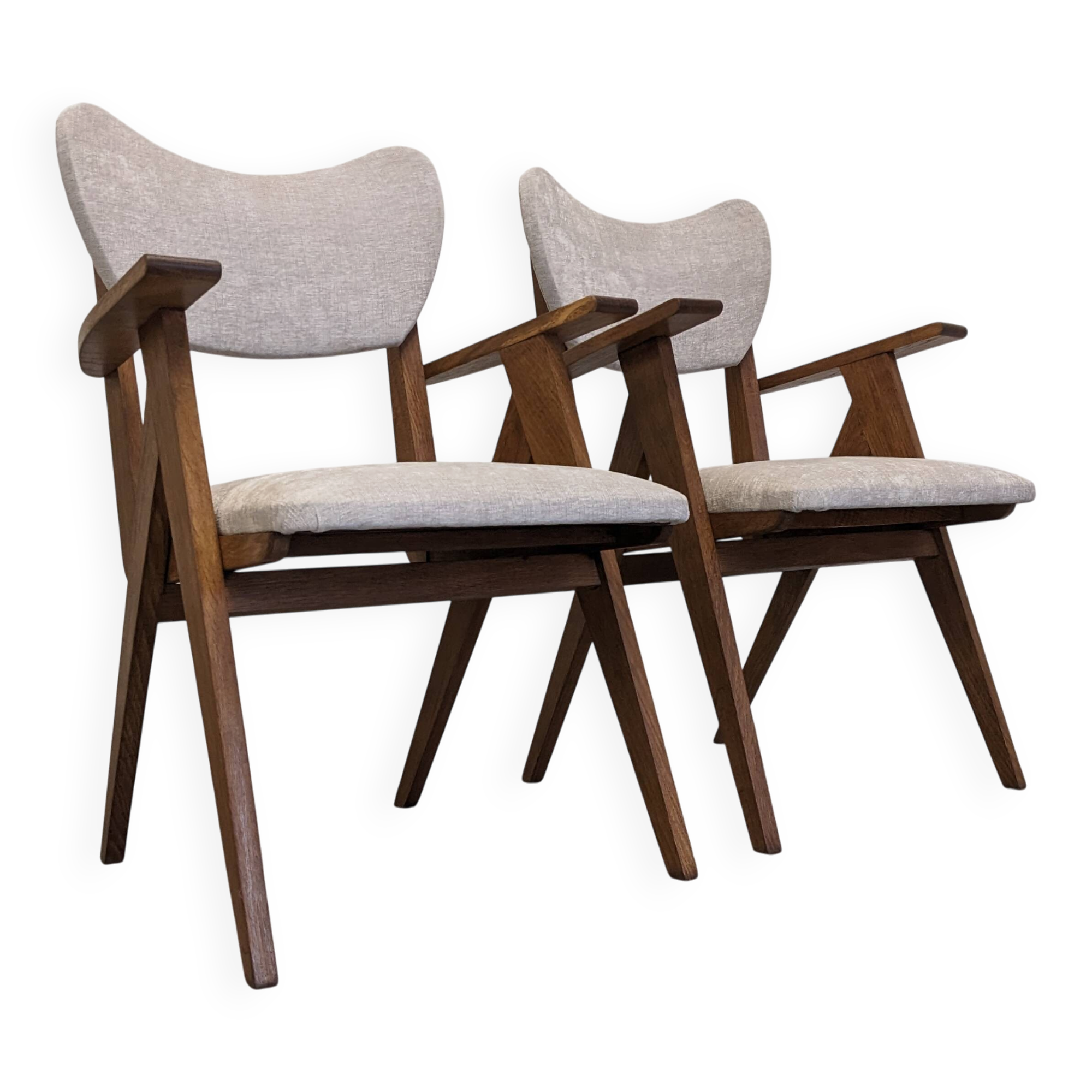 Pair of Scandinavian bridge armchairs in teak, Denmark circa 1950.