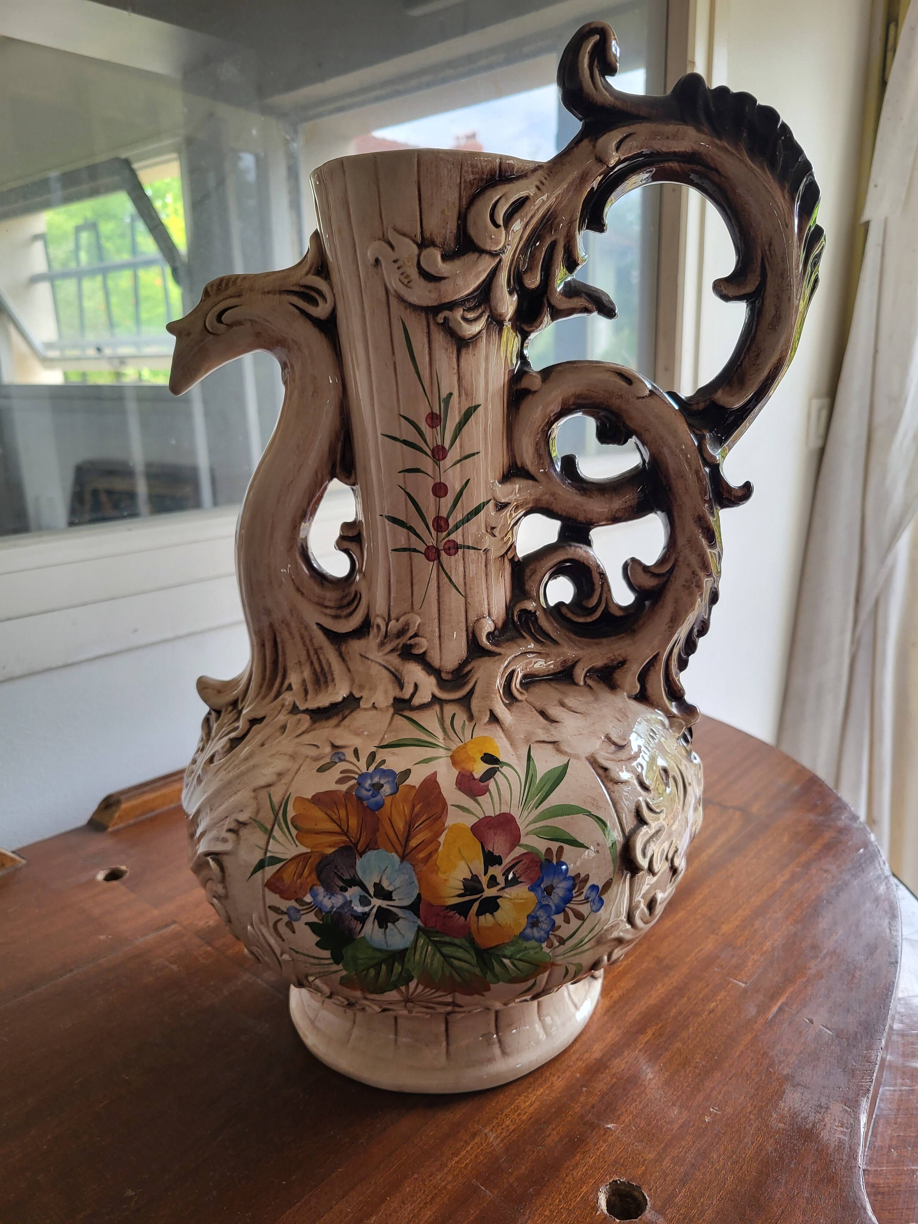 Large ceramic jug signed "Bassano Italy"