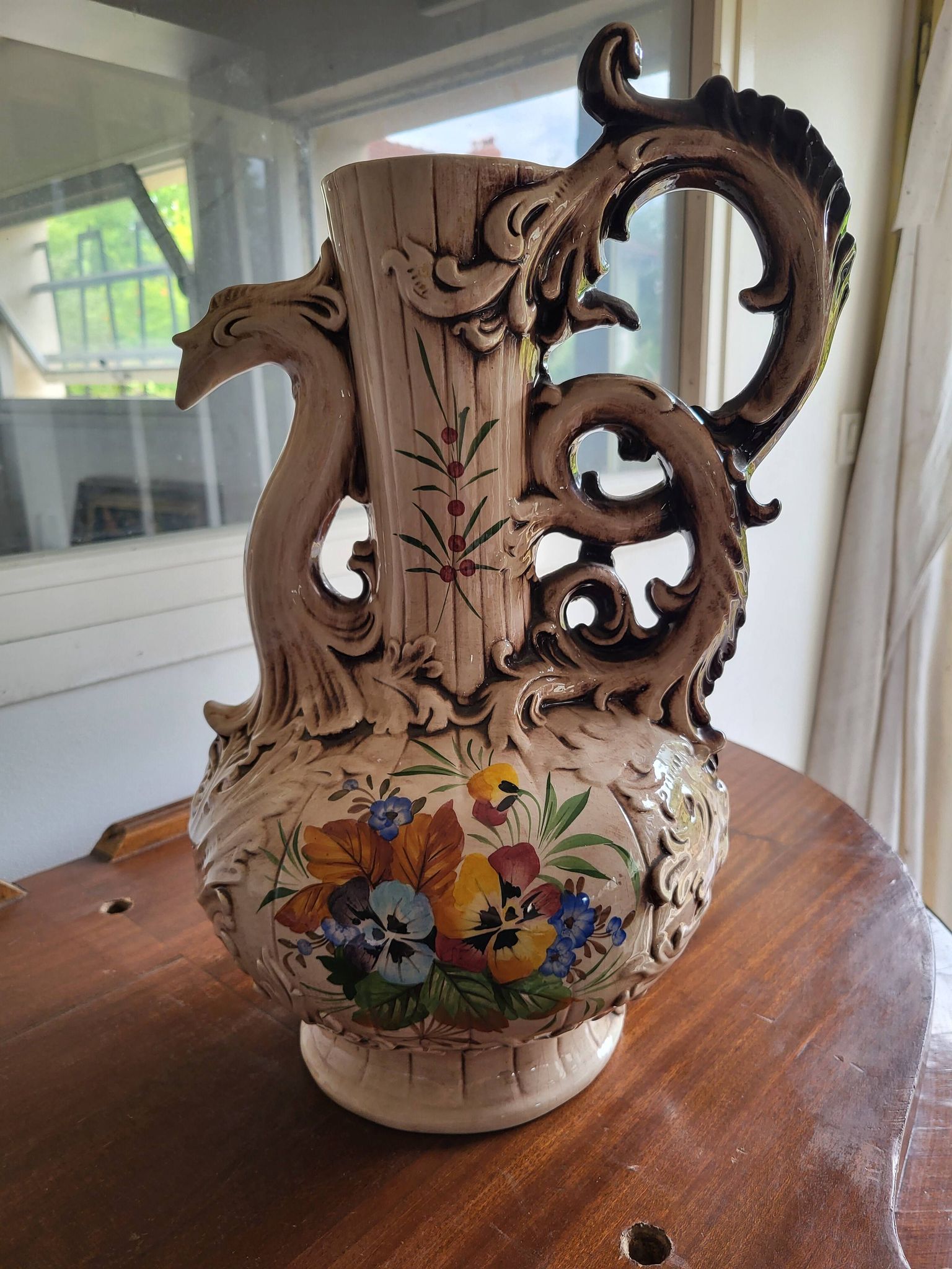 Large ceramic jug signed "Bassano Italy"