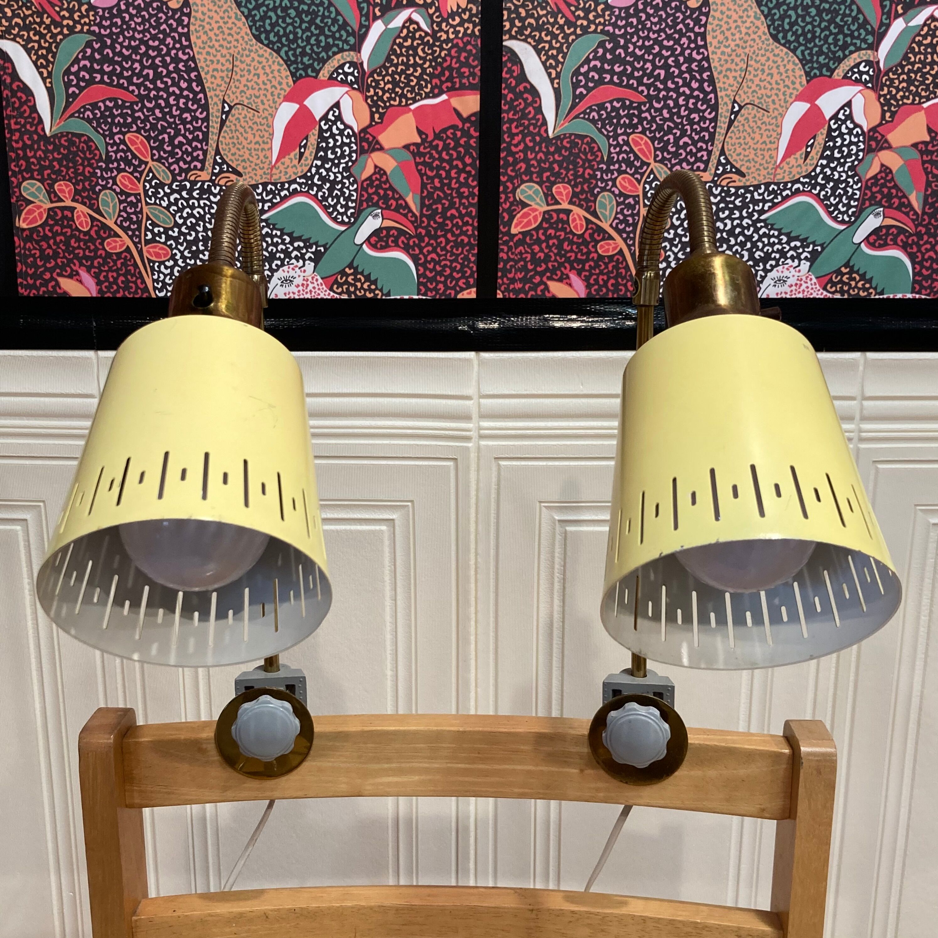 Pair of large modular scandinavian design wall lights from the 1950s.