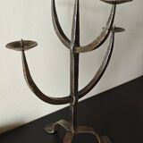 Large Brutalist Wrought Metal Candlestick - Early 20th Century