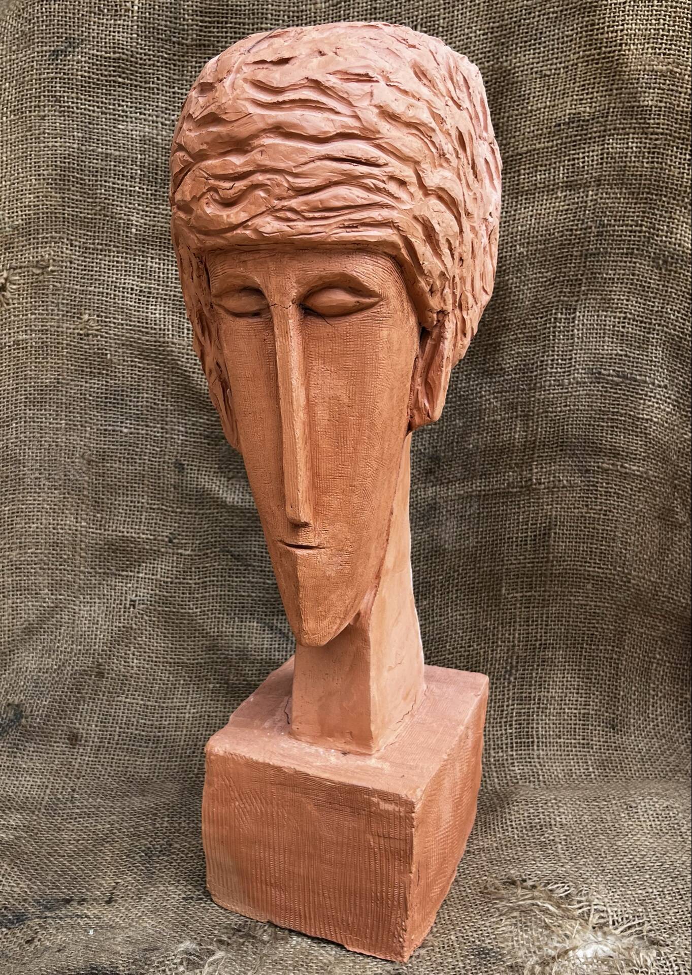 Buste de femme en terre cuite