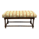 Antique Turned Wood Bench, Floral Tapestry Seat, 20th Century
