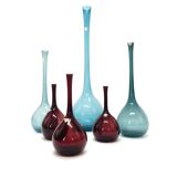 Set de 6 vases tulipe en verre soufflé par Arthur Percy, Gullaskruf, Suède