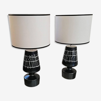 Paire de lampes de table en céramique française