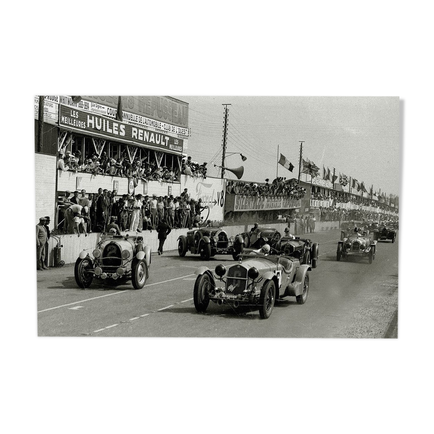 Photographie  "Les 24 h du Mans" 1934  grand format : 20 x 30 cm