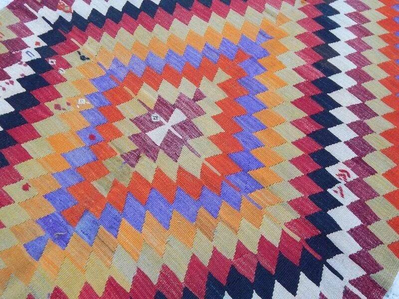 Vintage Turkish hallway rug 126x327 cm