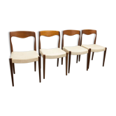 Set of 4 Scandinavian chairs in Teak and Skai from 1960
