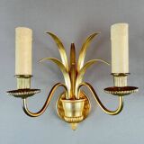Pair of gilded brass wall lights, 20th century