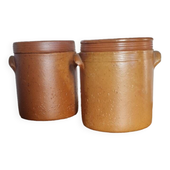 Pair of stoneware grease pot