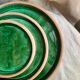 Lot 3 terracotta plates glazed in green