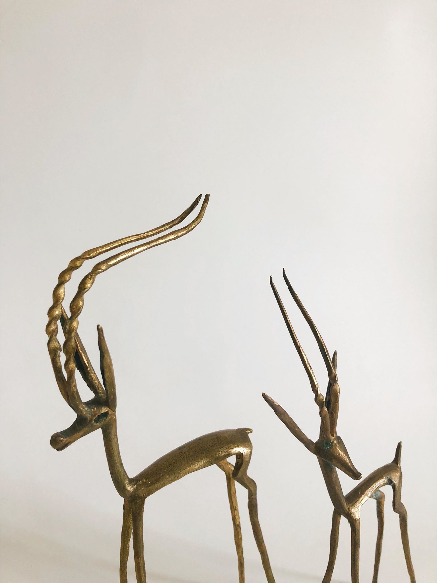 Set brass gazelles antelopes