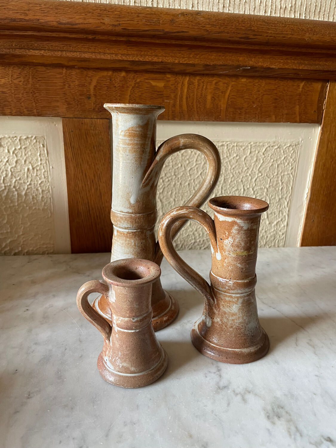 Vintage stoneware candlesticks