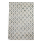 Tapis persan ancien ivoire et vert à motifs géométriques, 198x296