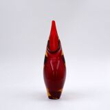 Vase Flavio Poli Seguso en verre de Murano rouge et jaune