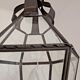Hexagonal shaped copper and glass hanging lantern