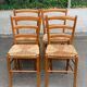 4 chaises de cuisine en bois massif paillées dossier échelle 1980