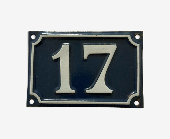Plaque émaillée numéro de rue 17
