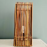 Cube lamp in vintage wood and wicker