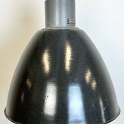 Large Dark Grey Enamel Industrial Factory Lamp from Elektrosvit, 1960s