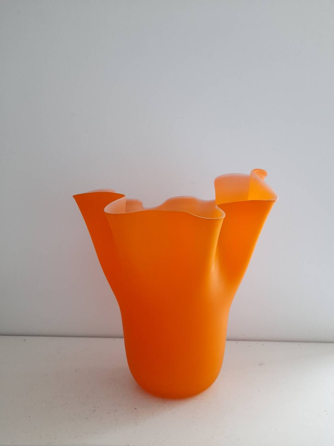 Satin orange opaline handkerchief vase