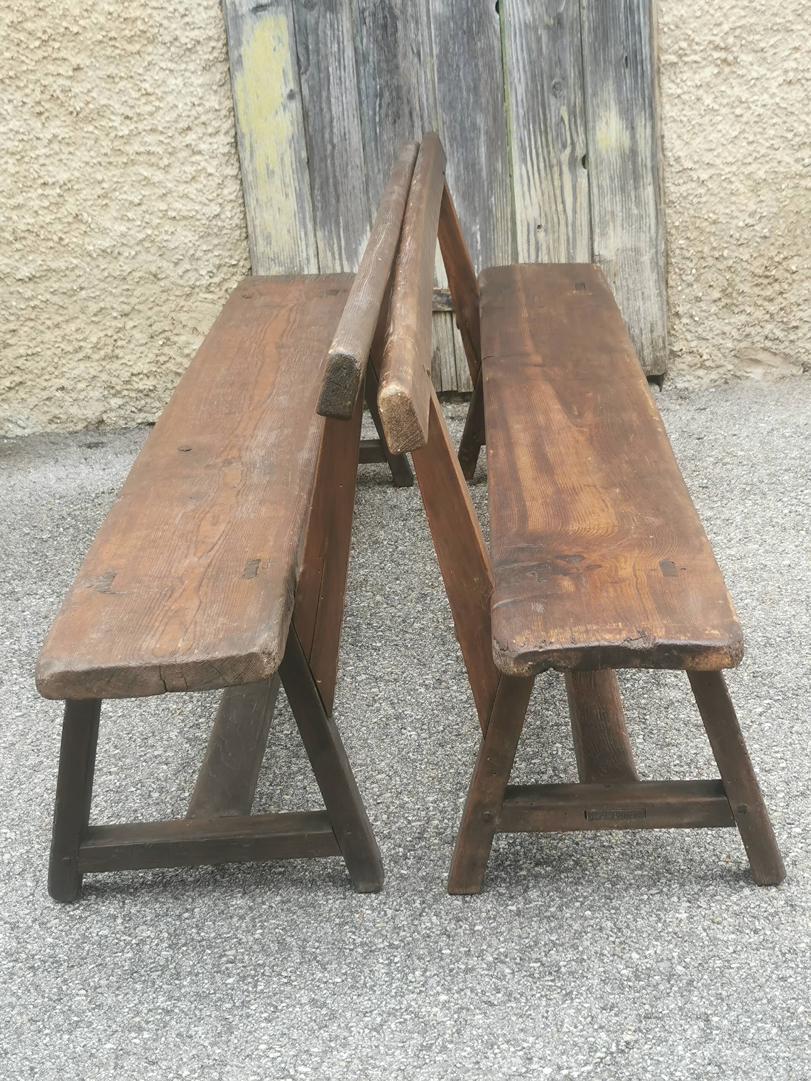 Pair of antique 19th century benches