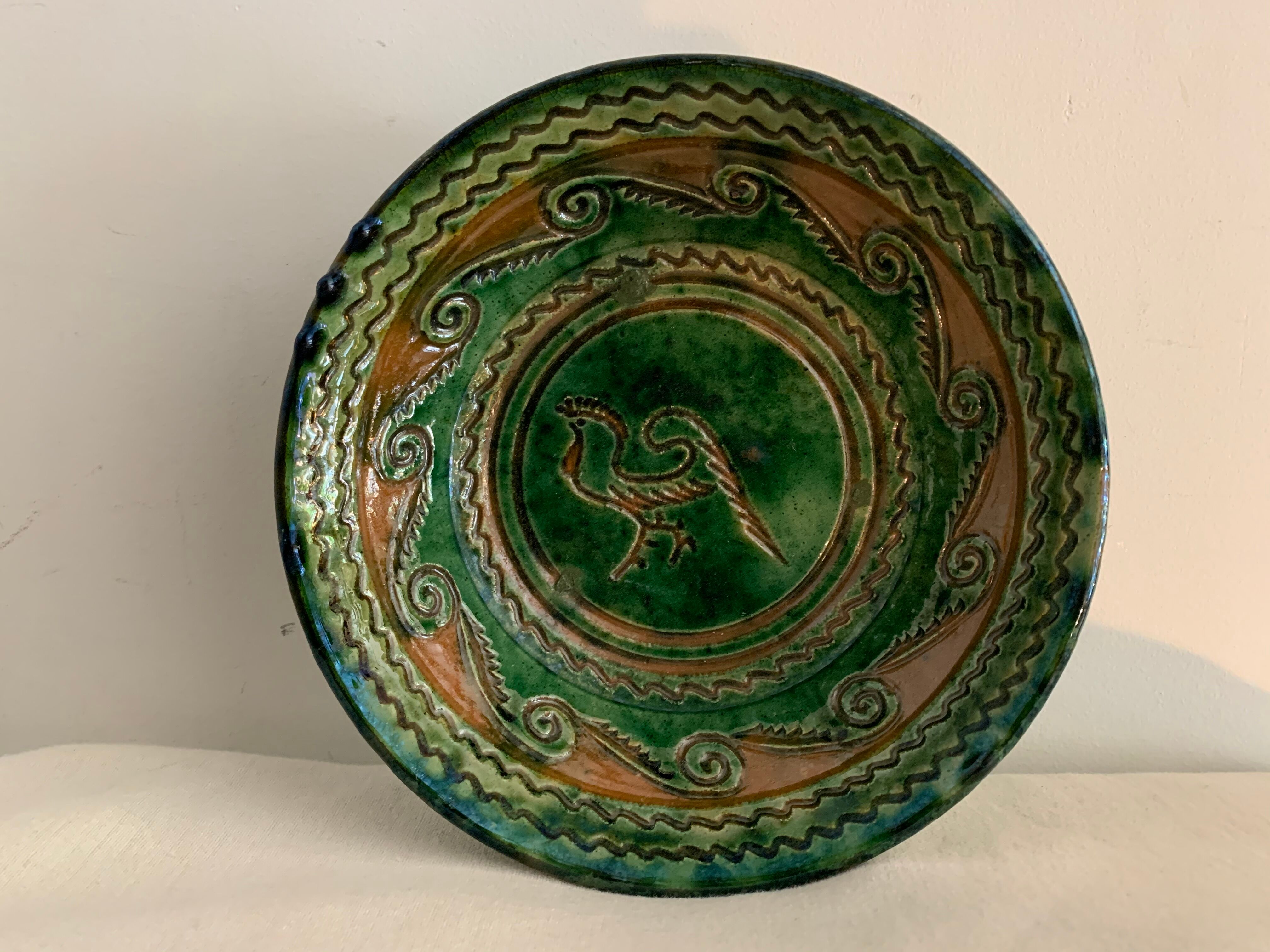 Tito Ubeda Spanish green ceramic fruit cup