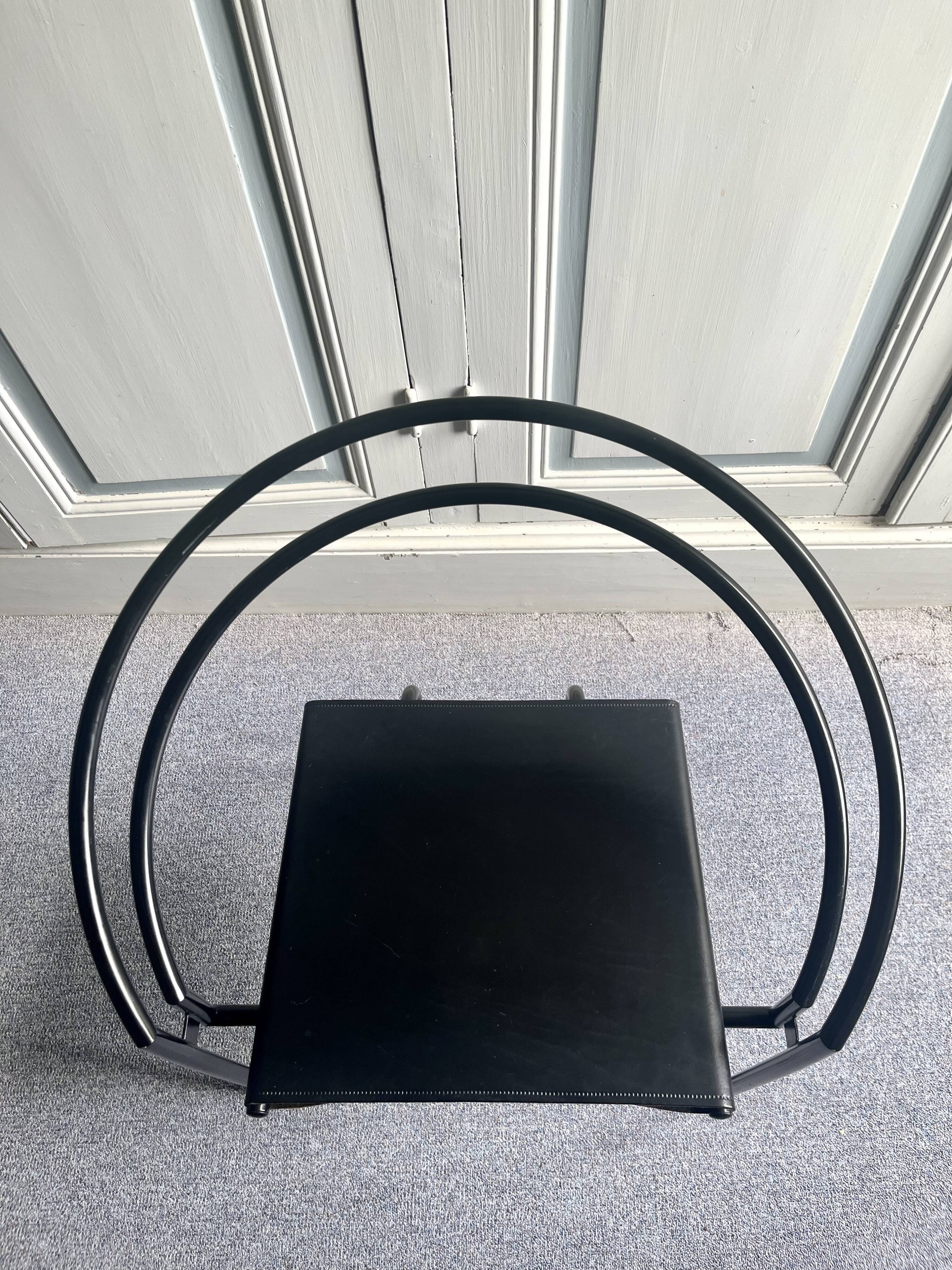 Set of 4 Latonda chairs by Mario Botta for Alias 1986, rare version with leather seat