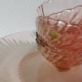service à dessert en verre rose rosaline tourbillon