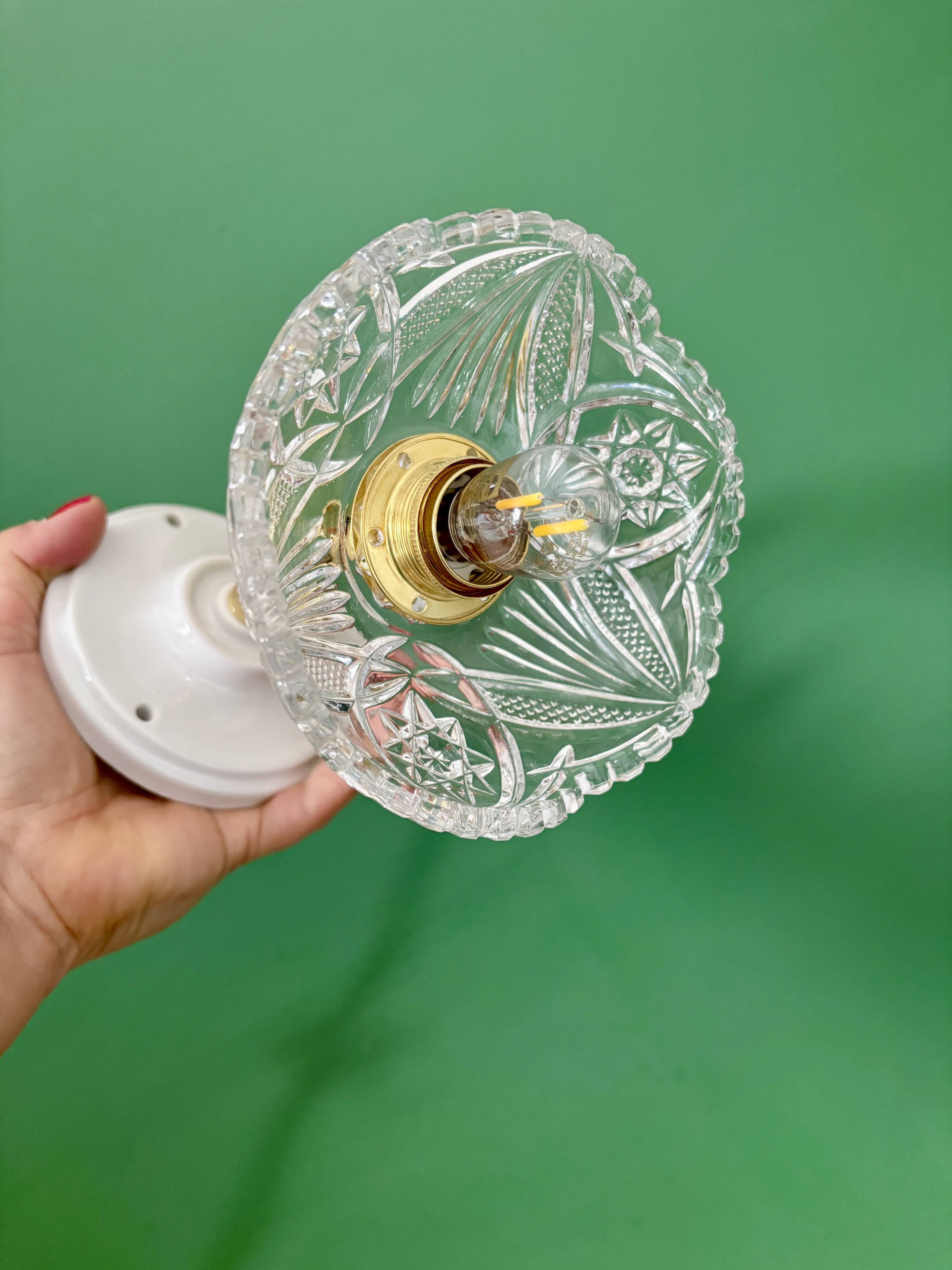 Vintage glass cut lampshade - tableware collection -