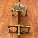 Brutalist metal candlestick from the mid-century by Heinz Goll