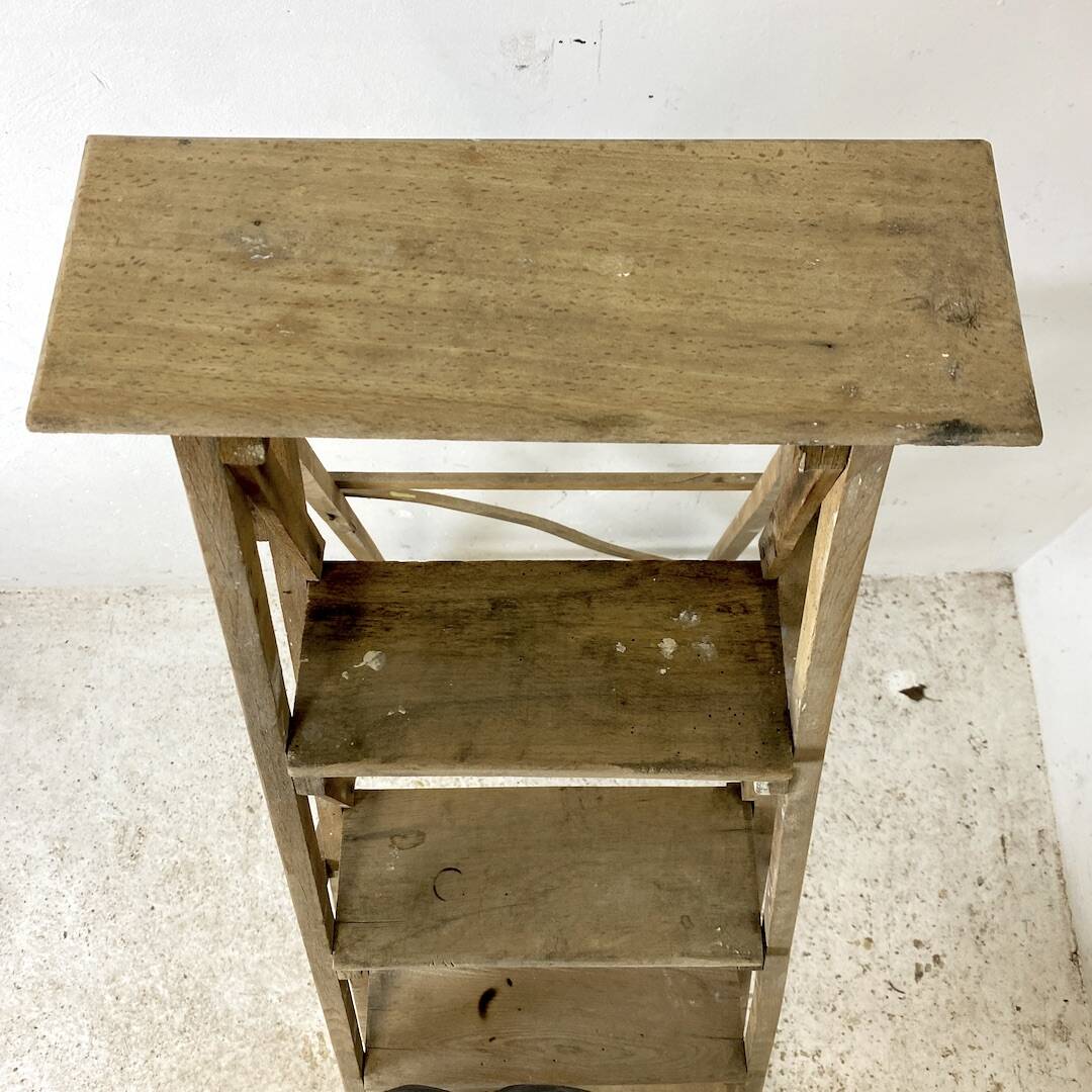 Antique wooden workshop stepladder from the 1950s