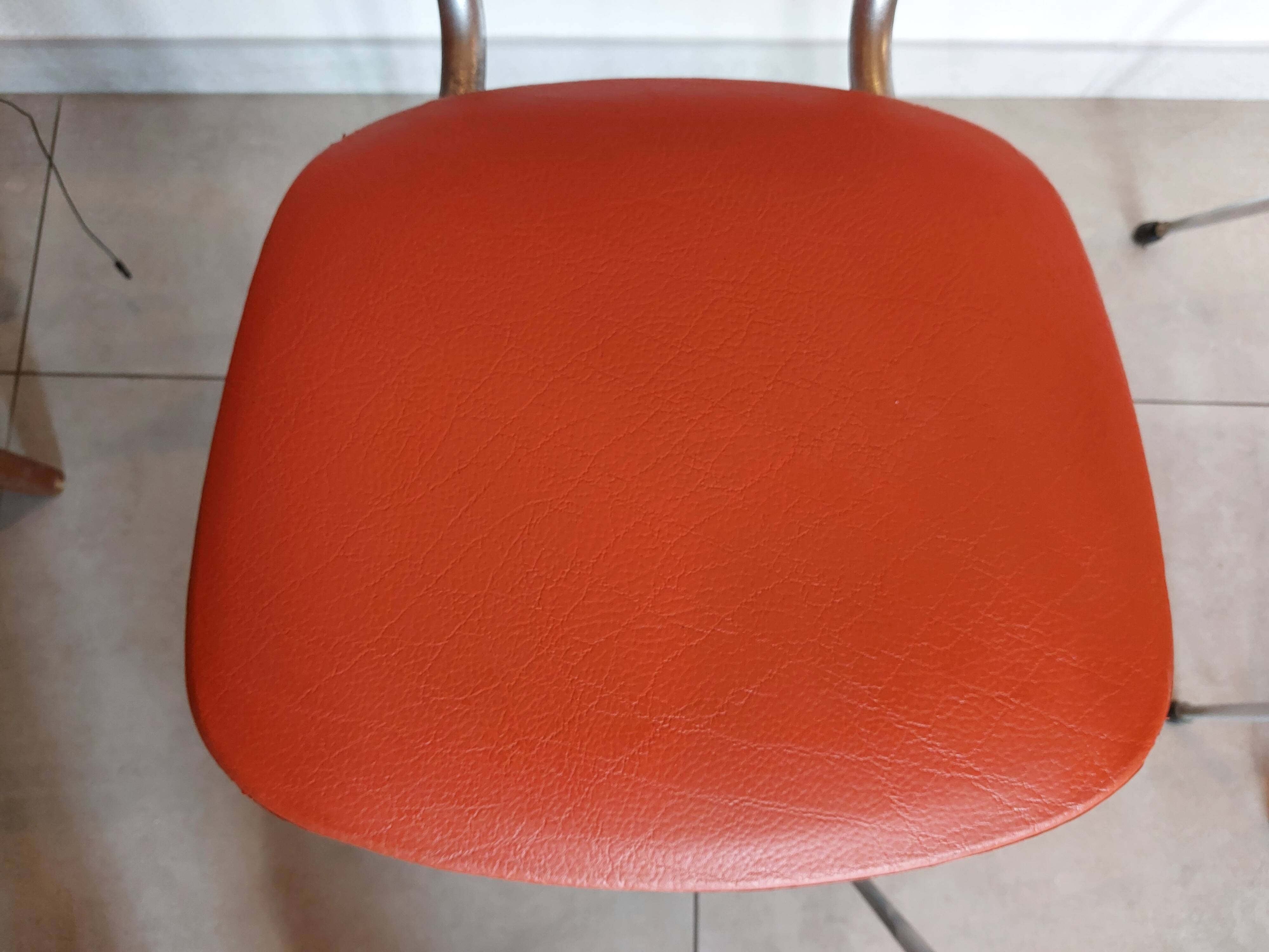 4 orange petal chairs, vintage