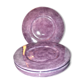 Series of 6 vintage flat plates in Christofle porcelain - Purple lilac color