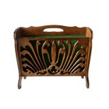 Vintage carved wooden magazine rack