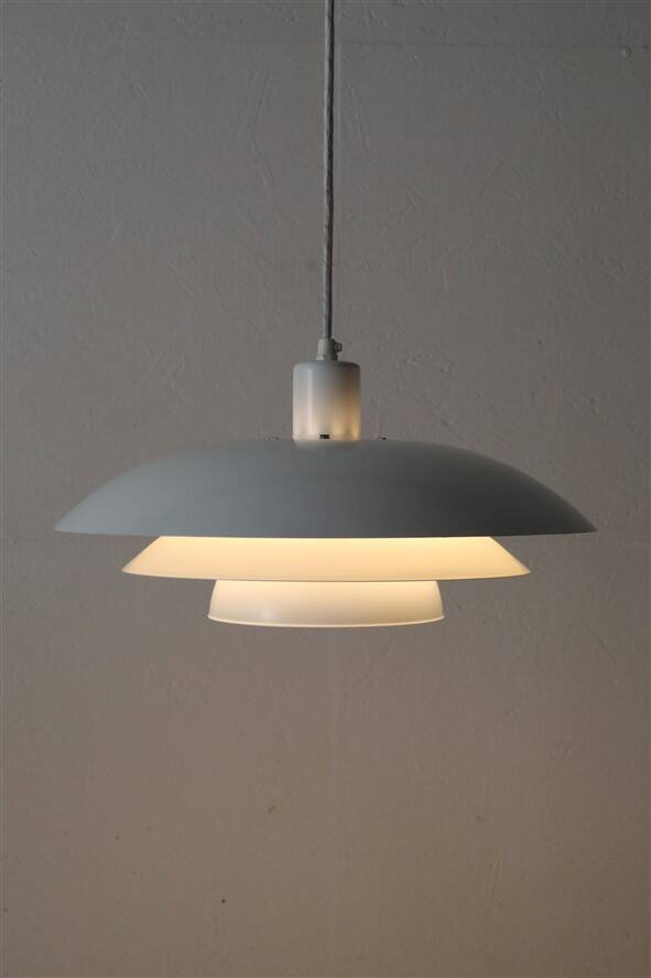 White Danish modern design multilayer pendant lamp / 1970s