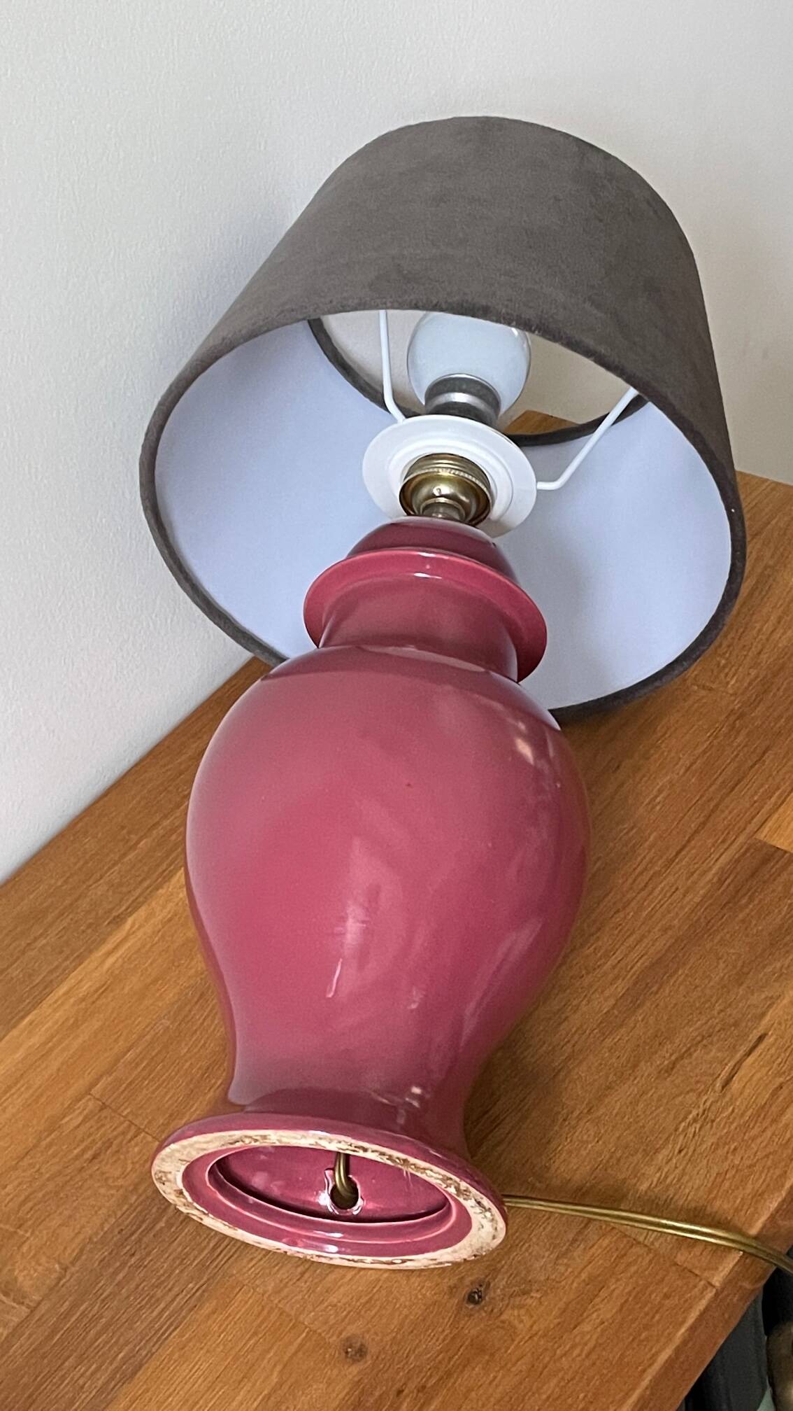 Ceramic and velvet lamp from the 90s