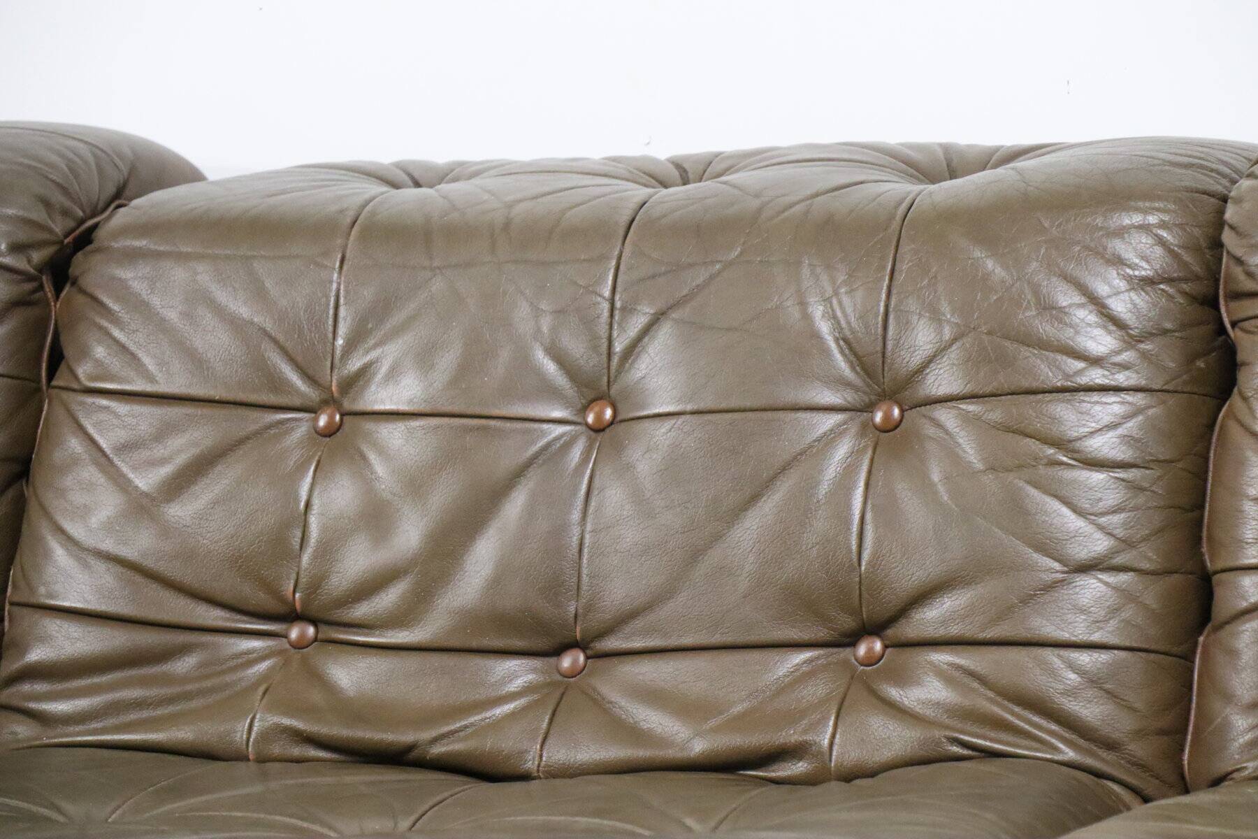 Vintage modular patchwork leather sofa, 1970s