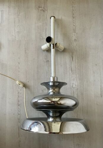 Pied lampe vintage 1970 métal chromé italie