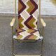 Chaise longue fauteuil pliable Lafuma tissu et acier doré 1970
