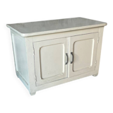 Antique white patinated low cabinet