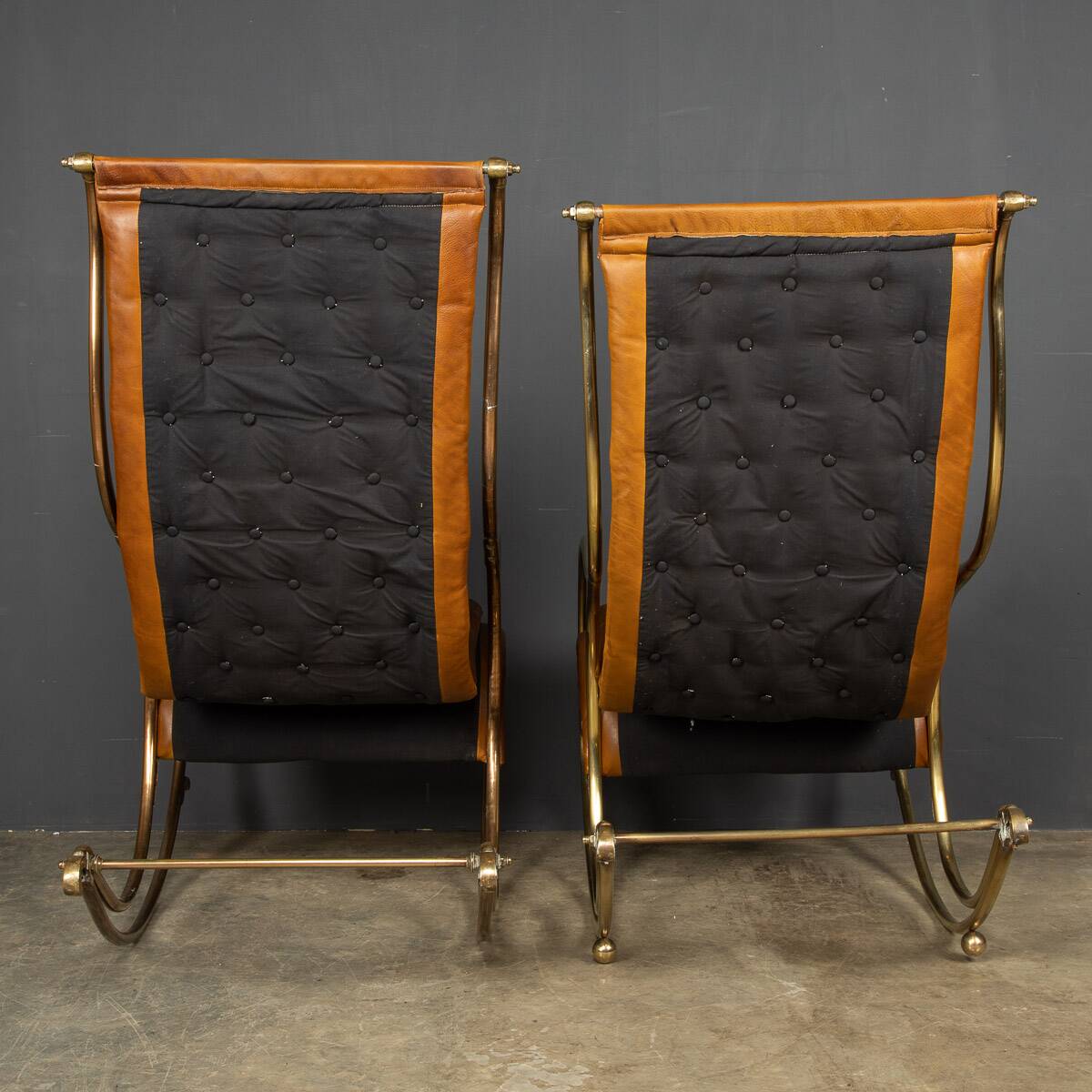 Mid 20thc british made pair of leather rocking chairs c.1950