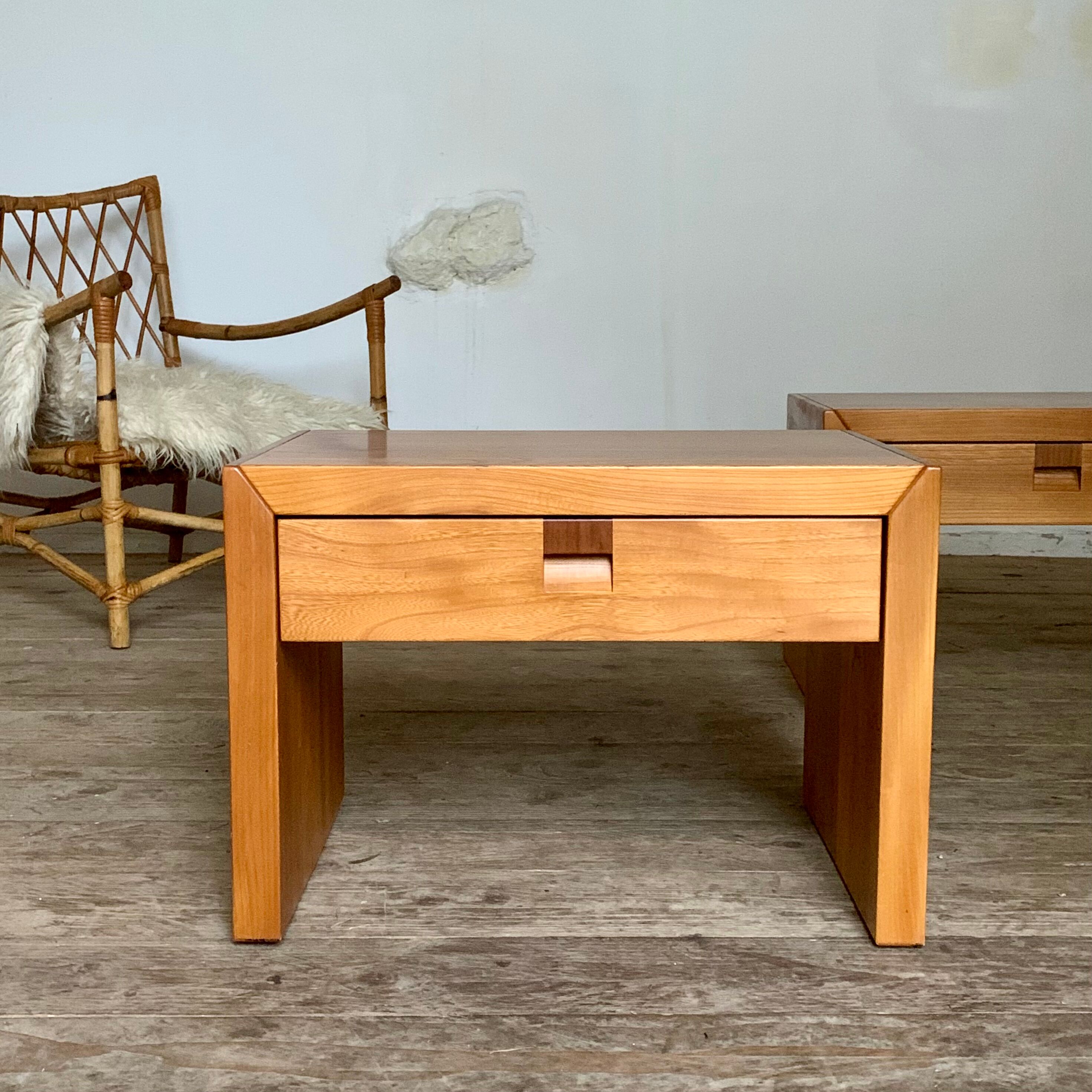 Vintage bedside tables in solid elm