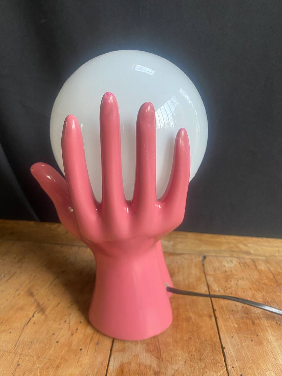 Pink ceramic hand lamp
