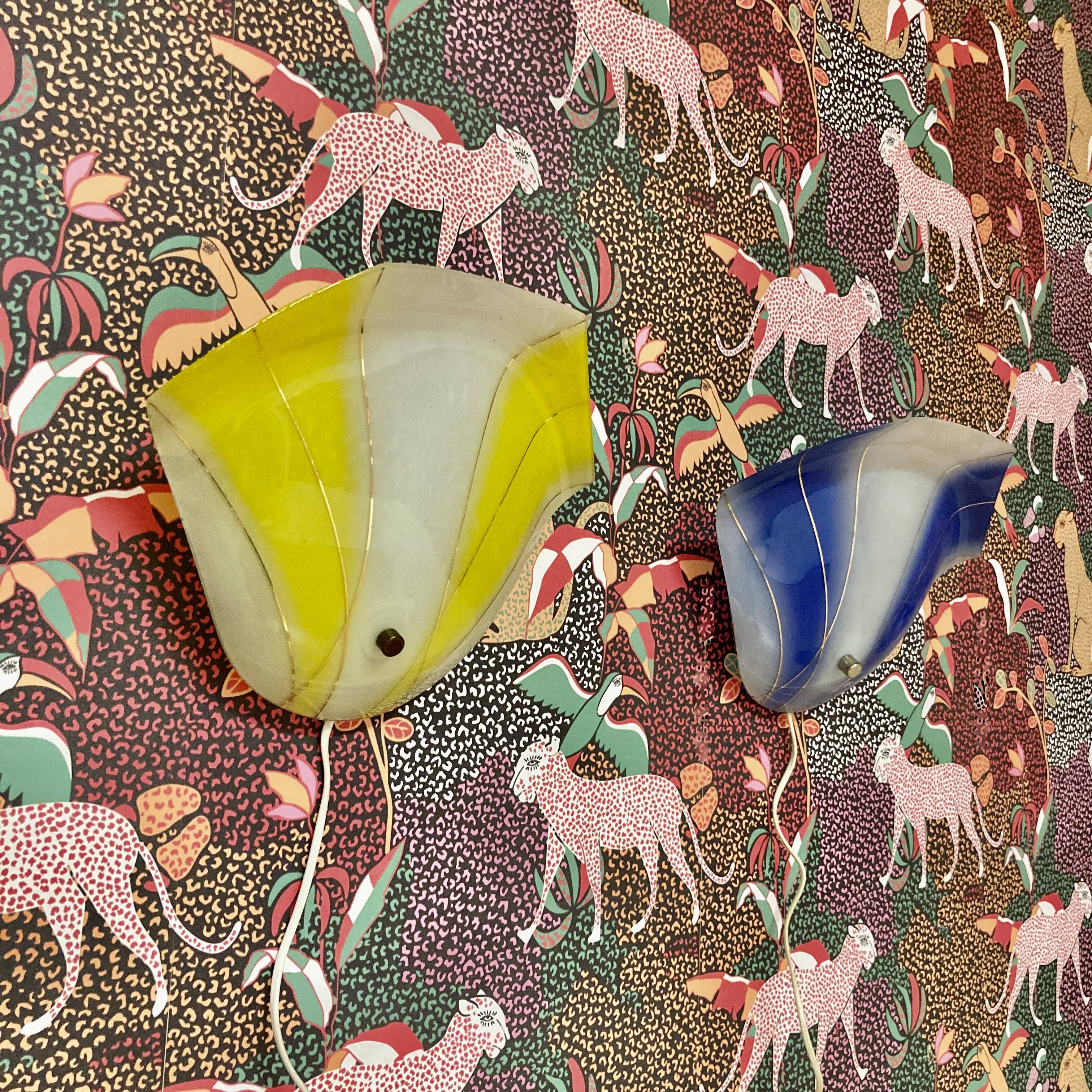 Paire d'appliques en verre Design scandinave 1950