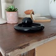 Bougeoir et sa coupelle vintage en céramique noire