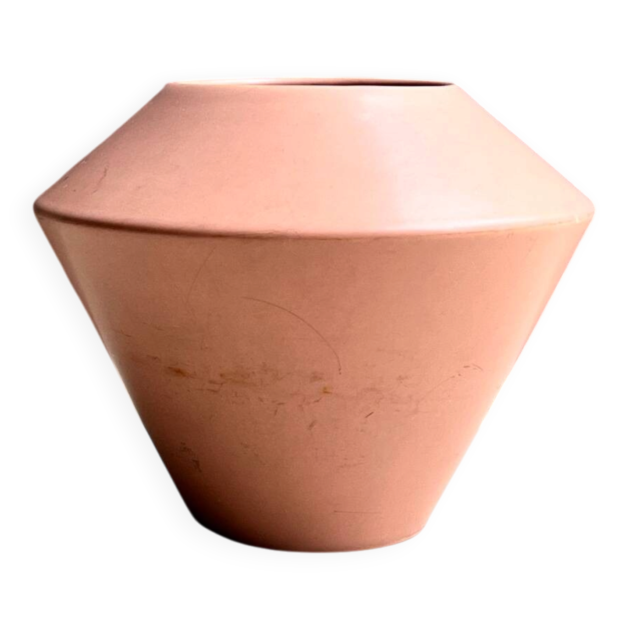Sculptural vase in matte nude ceramic, Asa design 1980.