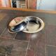 Vintage stainless steel vegetable dish AR CAS 18/10 – brass handles