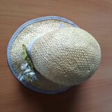 Chapeau en paille style canotier femme