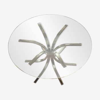 Round smoked glass coffee table